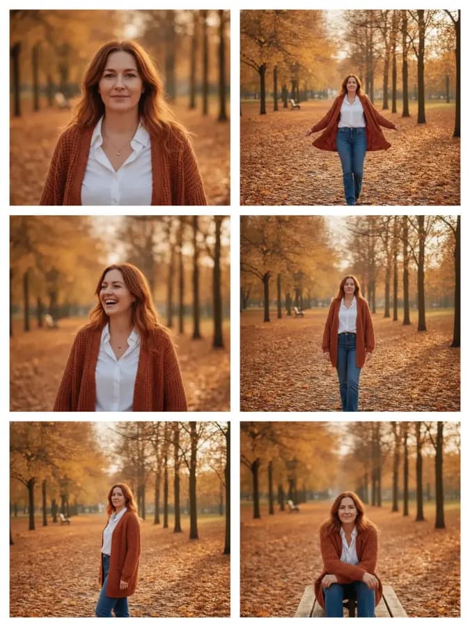 A Six collage: 6 photographs of the same person laid out on one sheet
