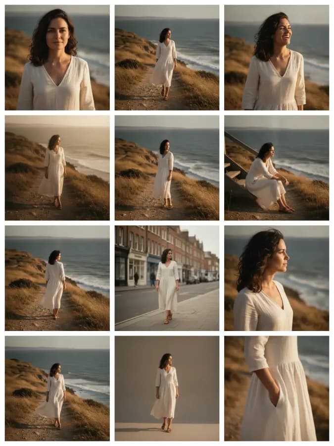 A Twelve collage: 12 photographs of the same person laid out on one sheet